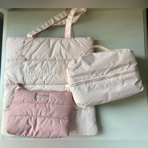 NWT Rare Beauty by Selena Gomez Puffy Tote Bag Puffy Toiletry Bag Bundle - Picture 1 of 9